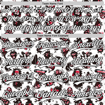 Custom White Black 3D Pattern Halloween Authentic Baseball Jersey - Sky-Custom