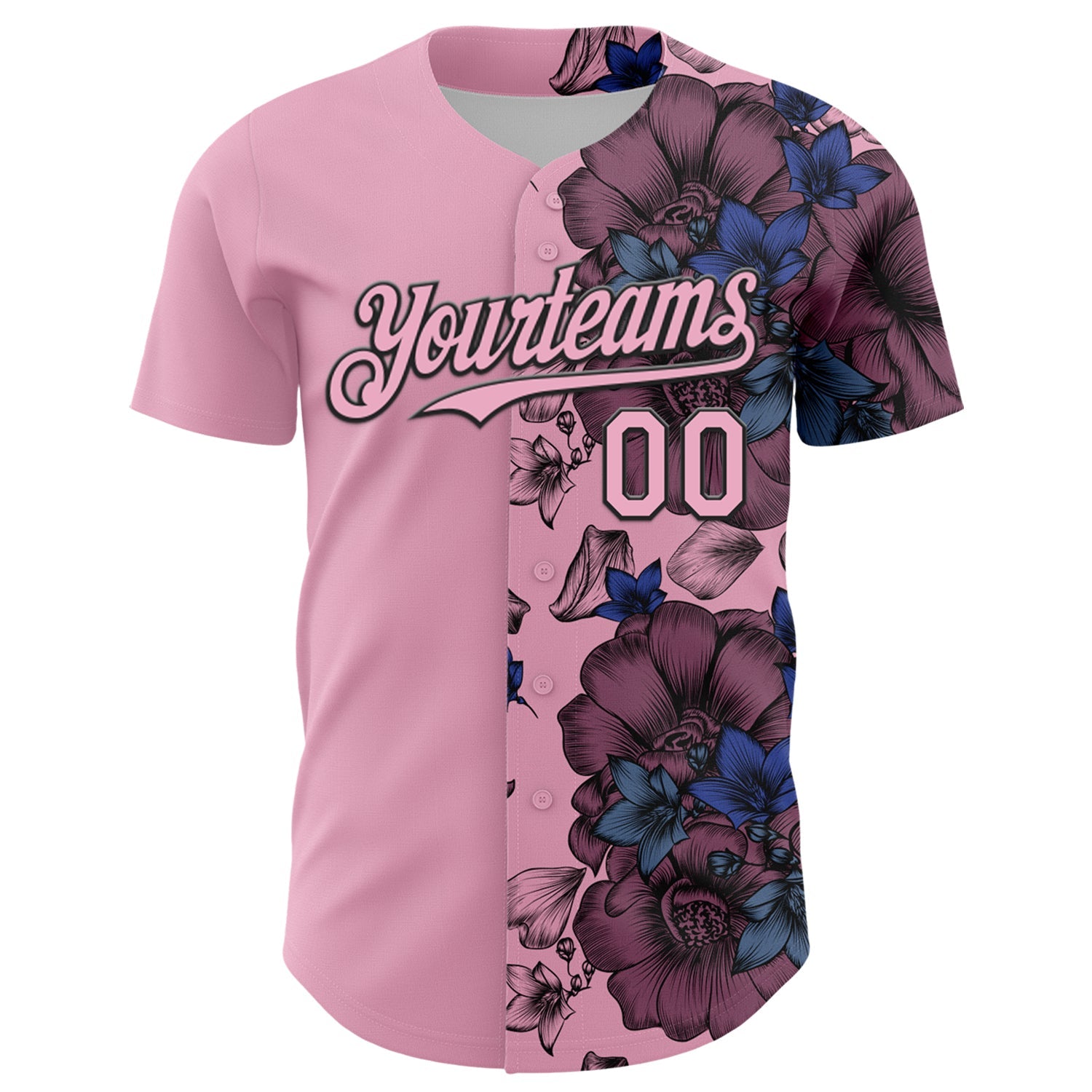 Custom Light Pink Black 3D Pattern Design Vintage Tattoos Authentic Baseball Jersey - Sky-Custom