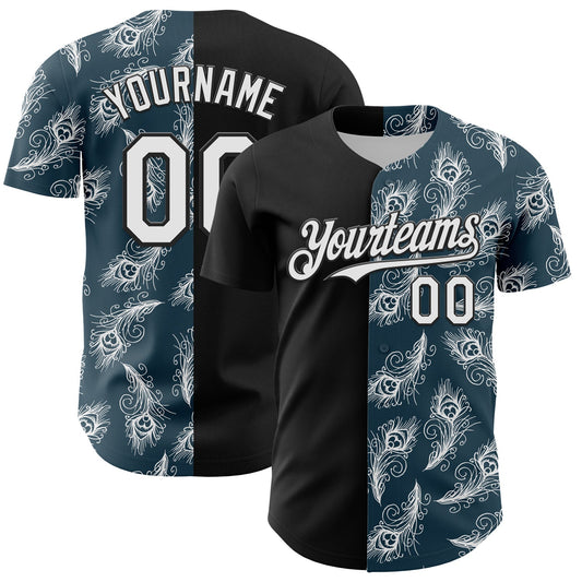 Custom Black White 3D Pattern Design Vintage Tattoos Authentic Baseball Jersey - Sky-Custom