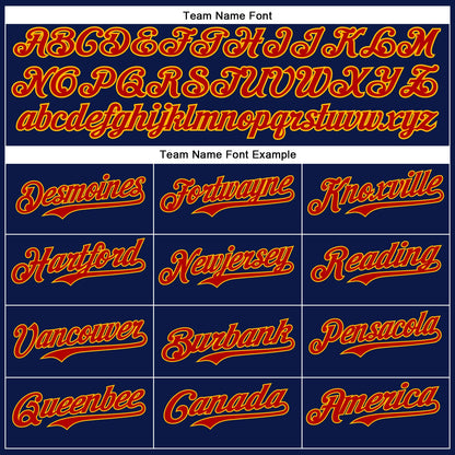Custom Navy Red-Gold 3D Pattern Design Vintage Tattoos Authentic Baseball Jersey - Sky-Custom