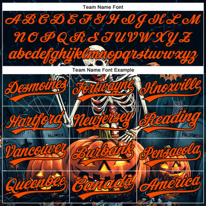 Custom Black Orange 3D Halloween Authentic Baseball Jersey - Sky-Custom