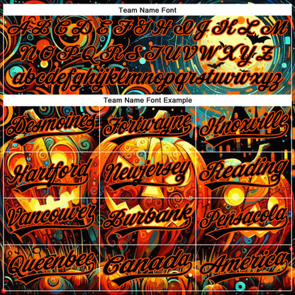 Custom Black Orange 3D Halloween Authentic Baseball Jersey - Sky-Custom