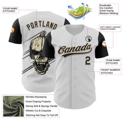 Custom White Black-City Cream 3D Halloween Authentic Baseball Jersey - Sky-Custom