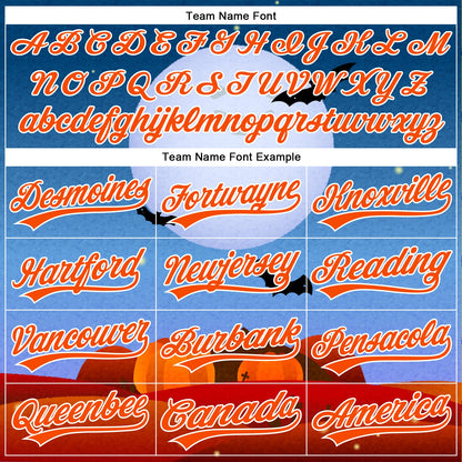 Custom Blue Orange-White 3D Halloween Authentic Baseball Jersey - Sky-Custom