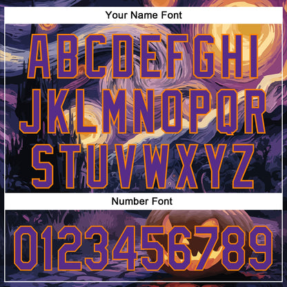 Custom Purple Bay Orange 3D Halloween Authentic Baseball Jersey - Sky-Custom