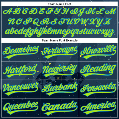 Custom Navy Neon Green-Blue 3D Halloween Authentic Baseball Jersey - Sky-Custom