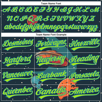 Custom Navy Neon Green-Blue 3D Halloween Authentic Baseball Jersey - Sky-Custom