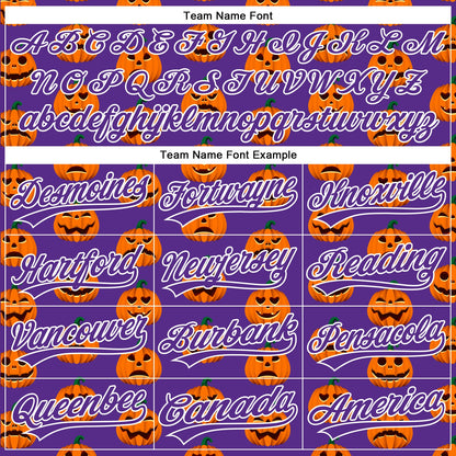 Custom Purple White 3D Halloween Authentic Baseball Jersey - Sky-Custom