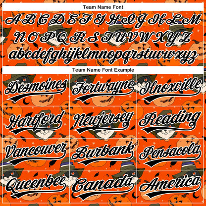 Custom Orange Black-White 3D Halloween Authentic Baseball Jersey - Sky-Custom