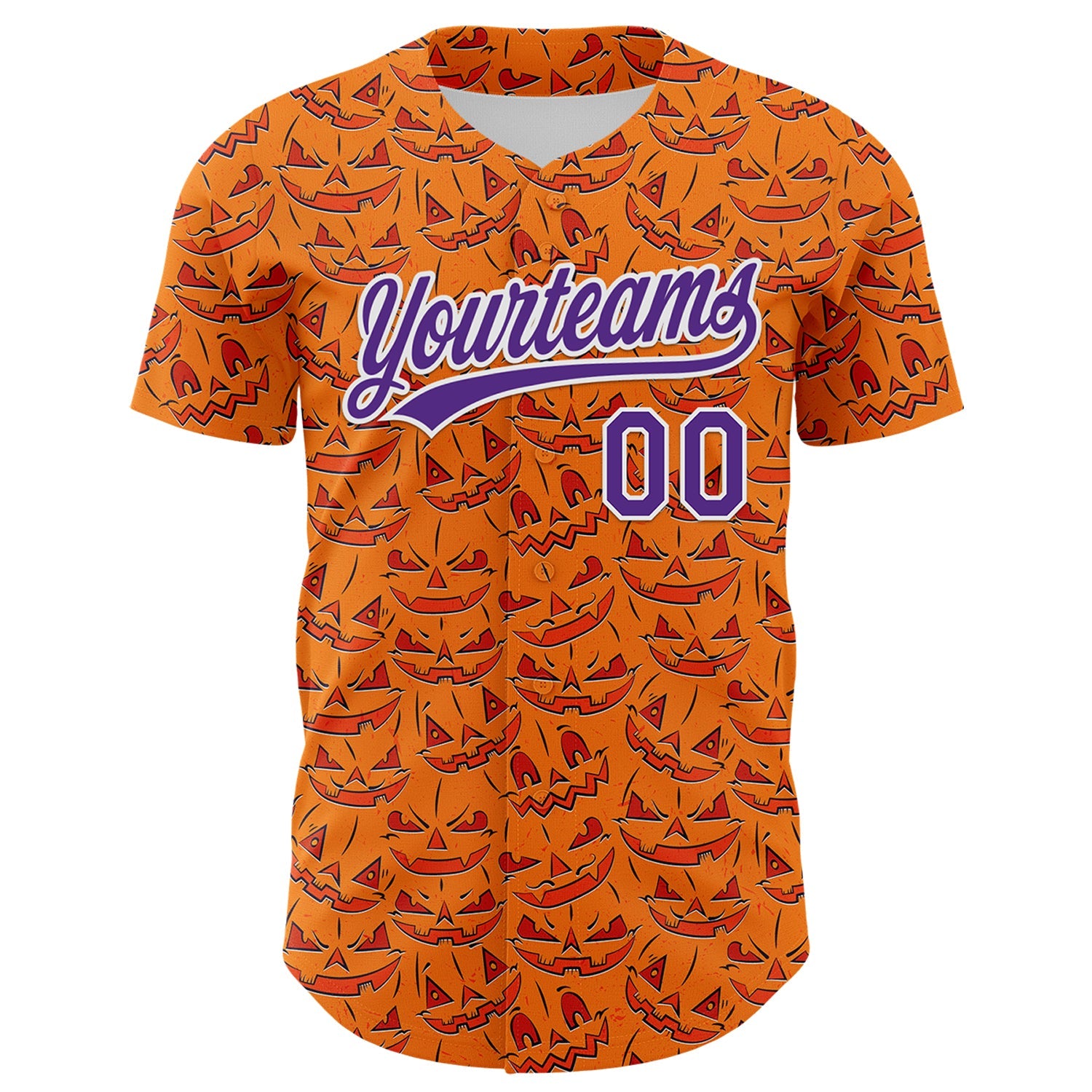 Custom Bay Orange Purple-White 3D Halloween Authentic Baseball Jersey - Sky-Custom