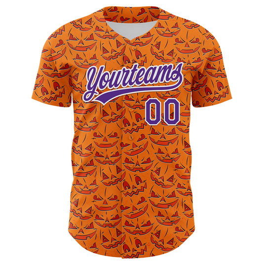 Custom Bay Orange Purple-White 3D Halloween Authentic Baseball Jersey - Sky-Custom