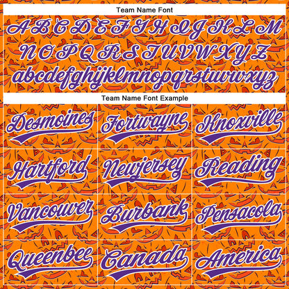 Custom Bay Orange Purple-White 3D Halloween Authentic Baseball Jersey - Sky-Custom
