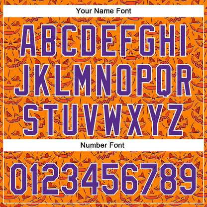 Custom Bay Orange Purple-White 3D Halloween Authentic Baseball Jersey - Sky-Custom