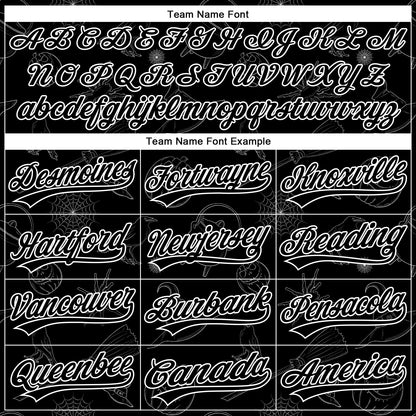 Custom Black White 3D Halloween Authentic Baseball Jersey - Sky-Custom