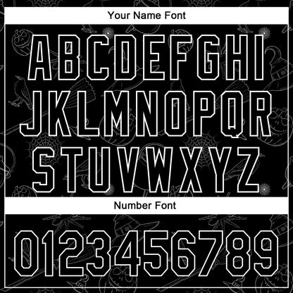 Custom Black White 3D Halloween Authentic Baseball Jersey - Sky-Custom