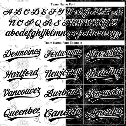 Custom Black White 3D Halloween Authentic Baseball Jersey - Sky-Custom