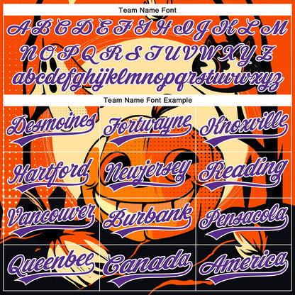 Custom Orange Purple-White 3D Halloween Authentic Baseball Jersey - Sky-Custom
