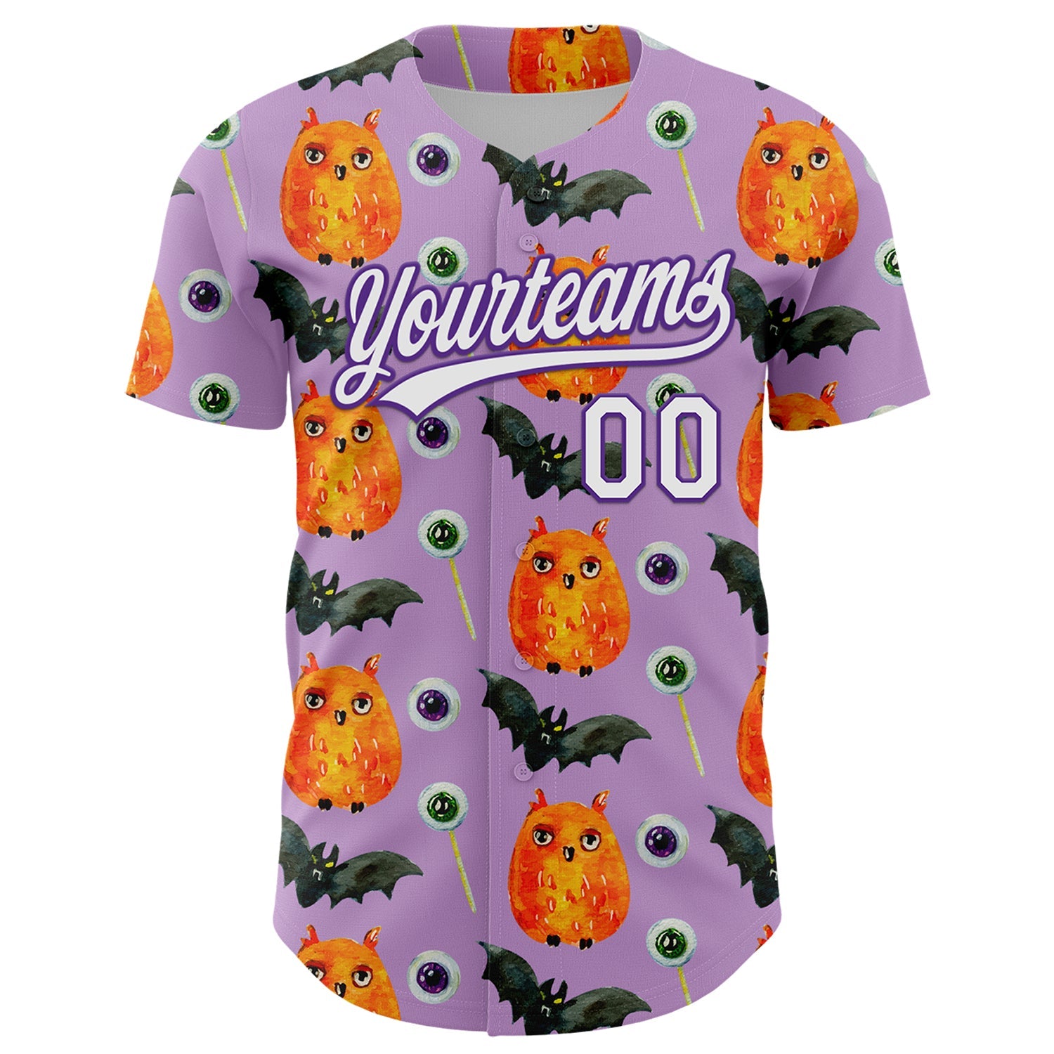 Custom Light Purple White-Purple 3D Halloween Authentic Baseball Jersey - Sky-Custom