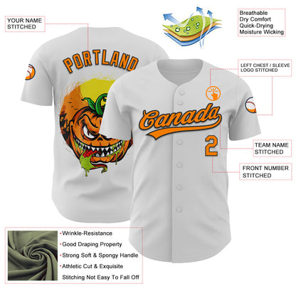 Custom White Bay Orange-Black 3D Halloween Authentic Baseball Jersey - Sky-Custom