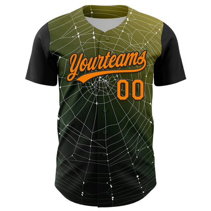 Custom Black Bay Orange 3D Halloween Authentic Baseball Jersey - Sky-Custom