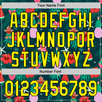 Custom Green Light Yellow-Black 3D Funny Christmas Authentic Baseball Jersey - Sky-Custom