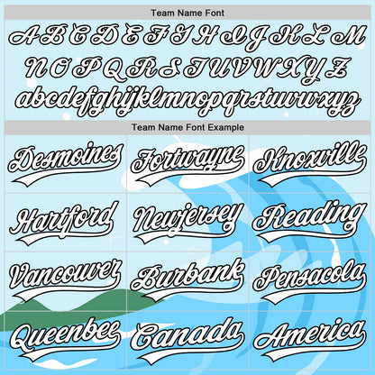 Custom Light Blue White-Black 3D Funny Christmas Authentic Baseball Jersey - Sky-Custom