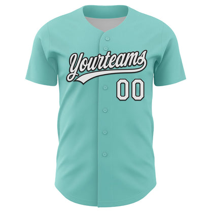 Custom Ice Blue White-Black 3D Funny Christmas Authentic Baseball Jersey - Sky-Custom