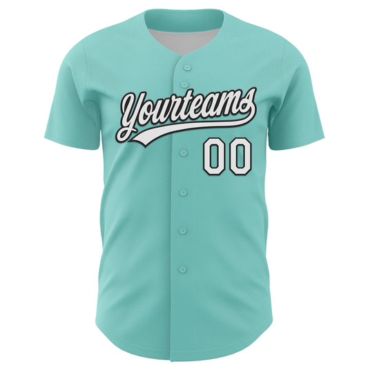 Custom Ice Blue White-Black 3D Funny Christmas Authentic Baseball Jersey - Sky-Custom