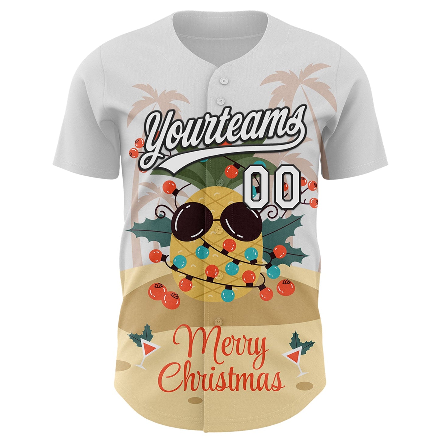 Custom White Black 3D Funny Christmas Authentic Baseball Jersey - Sky-Custom