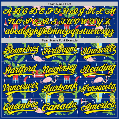 Custom Royal Light Yellow-Black 3D Funny Christmas Authentic Baseball Jersey - Sky-Custom