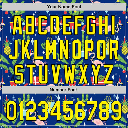 Custom Royal Light Yellow-Black 3D Funny Christmas Authentic Baseball Jersey - Sky-Custom