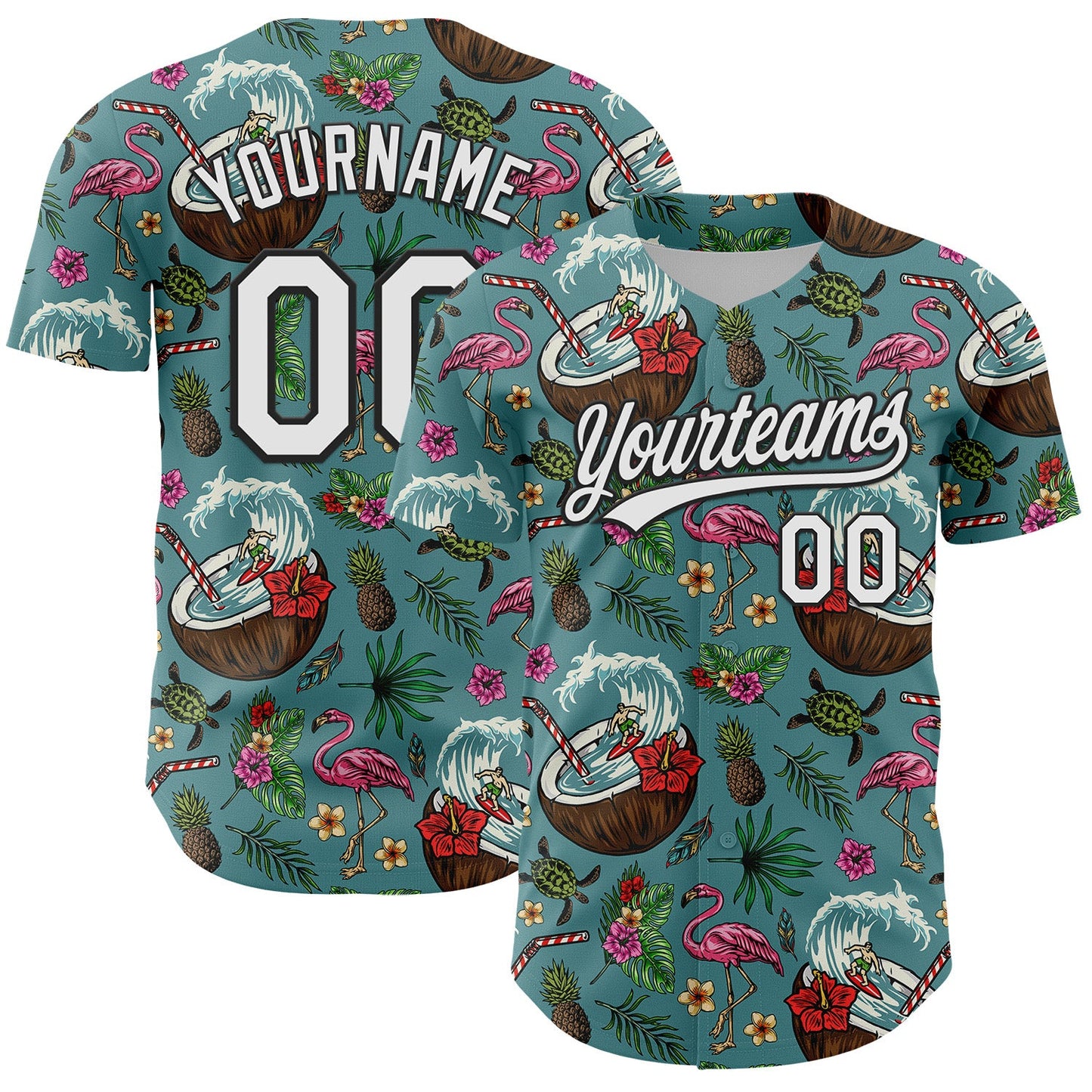 Custom Teal White-Black 3D Funny Christmas Authentic Baseball Jersey - Sky-Custom