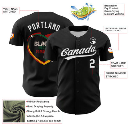 Custom Black White 3D Pattern Design Black History Month Authentic Baseball Jersey - Sky-Custom