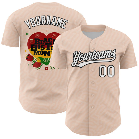 Custom Light Pink White-Black 3D Pattern Design Black History Month Authentic Baseball Jersey - Sky-Custom
