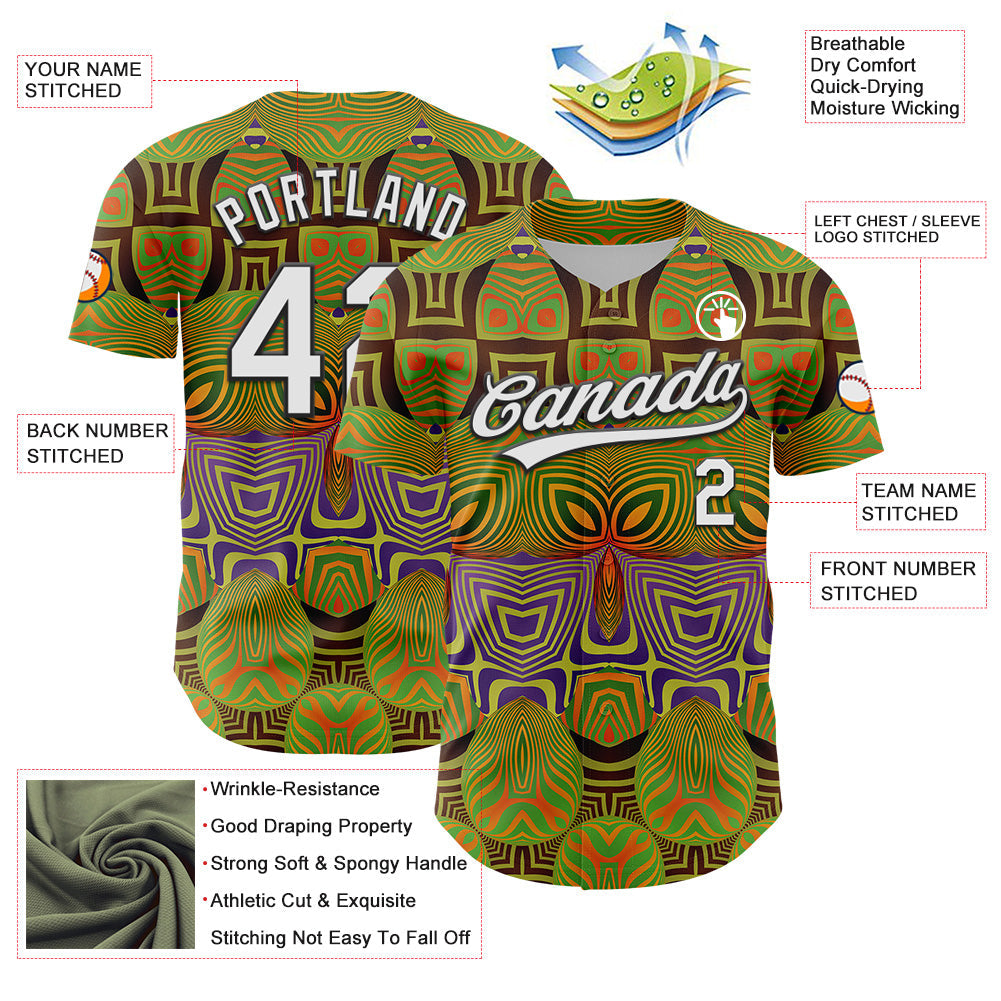 Custom Olive White-Black 3D Pattern Design Black History Month Authentic Salute To Service Baseball Jersey - Sky-Custom