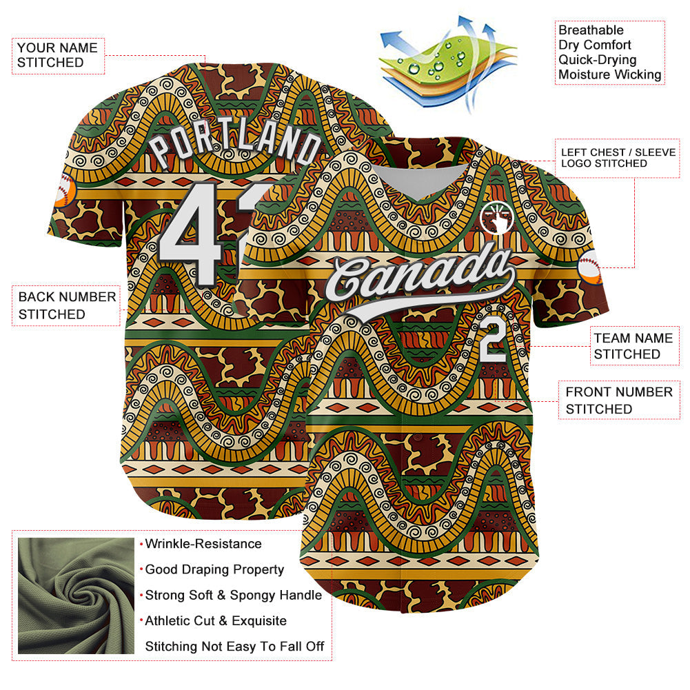 Custom Brown White-Black 3D Pattern Design Black History Month Authentic Baseball Jersey - Sky-Custom
