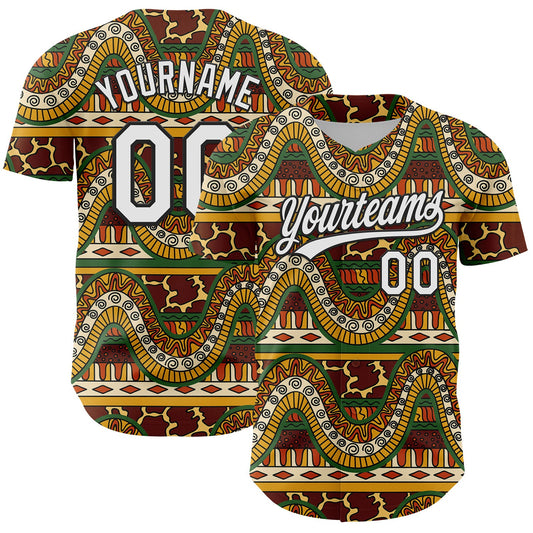 Custom Brown White-Black 3D Pattern Design Black History Month Authentic Baseball Jersey - Sky-Custom