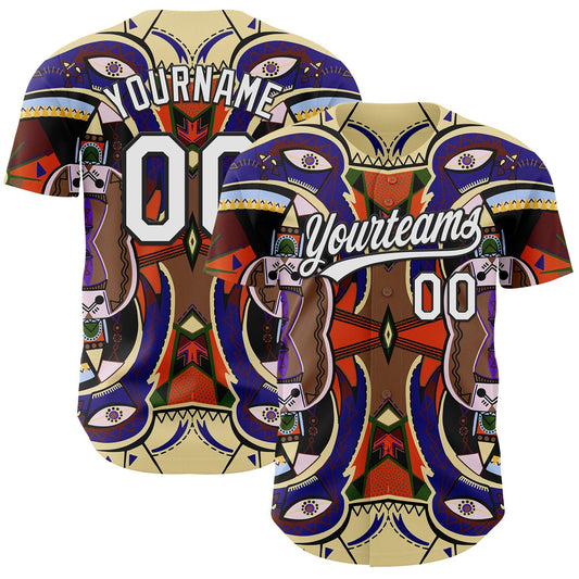Custom Dark Purple White-Black 3D Pattern Design Black History Month Authentic Baseball Jersey - Sky-Custom