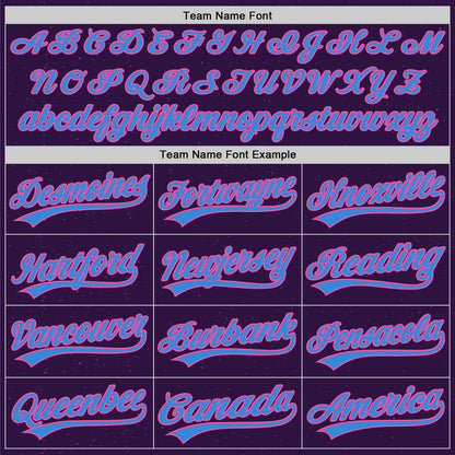 Custom Purple Electric Blue-Pink 3D Love Heart Valentine's Day Authentic Baseball Jersey - Sky-Custom