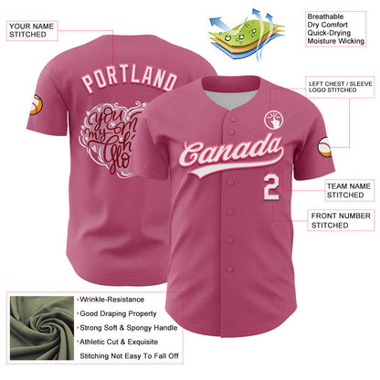 Custom Pink White-Neon Pink 3D Love Heart Valentine's Day Authentic Baseball Jersey - Sky-Custom