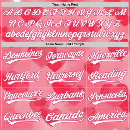 Custom Neon Pink White 3D Love Heart Valentine's Day Authentic Baseball Jersey - Sky-Custom