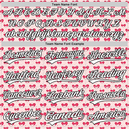 Custom Light Pink White-Black 3D Love Heart Valentine's Day Authentic Baseball Jersey - Sky-Custom