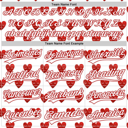 Custom White Red 3D Love Heart Valentine's Day Authentic Baseball Jersey - Sky-Custom