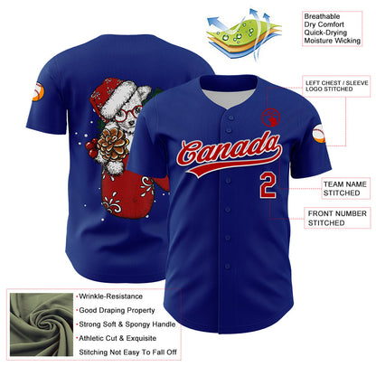 Custom Royal Red-White 3D Funny Christmas Authentic Baseball Jersey - Sky-Custom