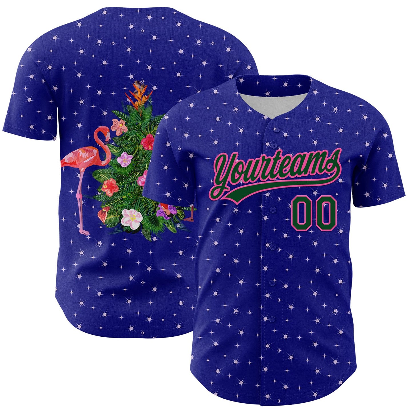 Custom Royal Green-Pink 3D Funny Christmas Authentic Baseball Jersey - Sky-Custom