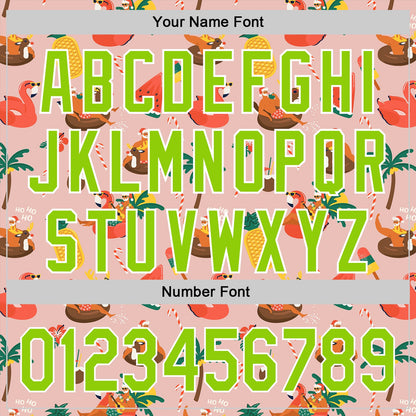 Custom Medium Pink Neon Green-White 3D Funny Christmas Authentic Baseball Jersey - Sky-Custom