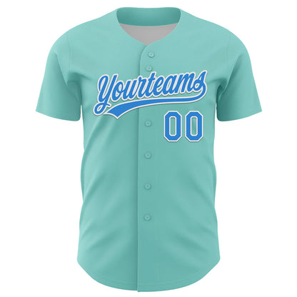 Custom Ice Blue Electric Blue-White 3D Funny Christmas Authentic Baseball Jersey - Sky-Custom