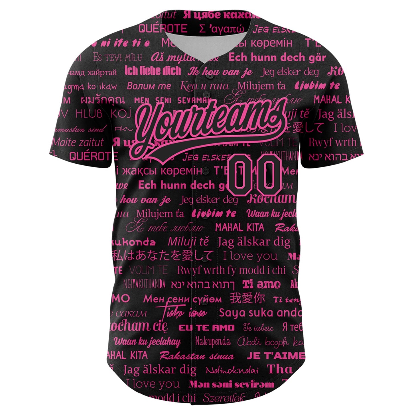 Custom Black Pink 3D Love Valentine's Day Authentic Baseball Jersey - Sky-Custom