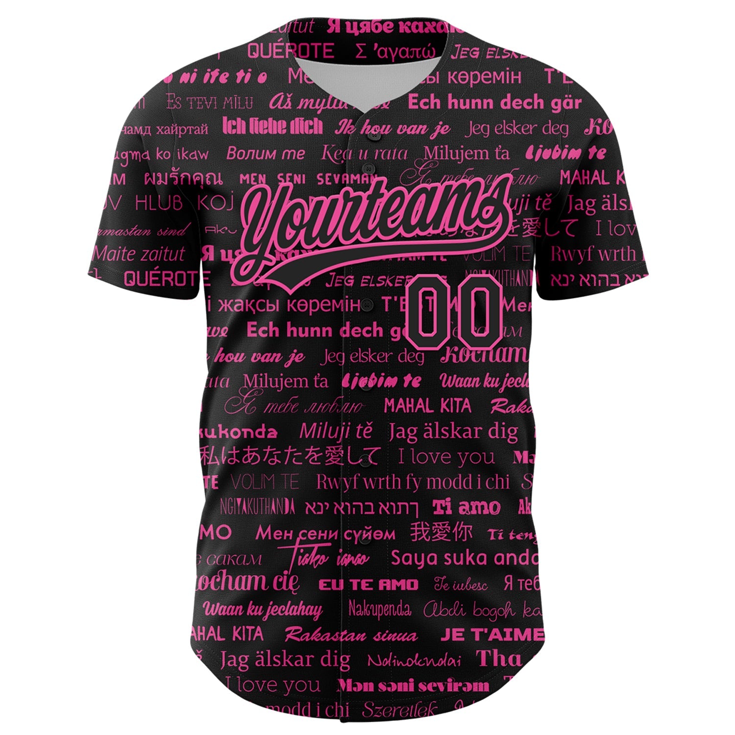 Custom Black Pink 3D Love Valentine's Day Authentic Baseball Jersey - Sky-Custom