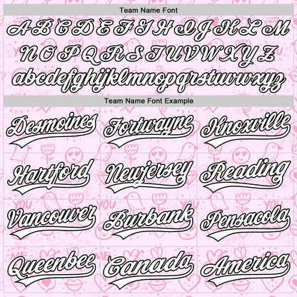 Custom Light Pink White-Black 3D Love Heart Valentine's Day Authentic Baseball Jersey - Sky-Custom